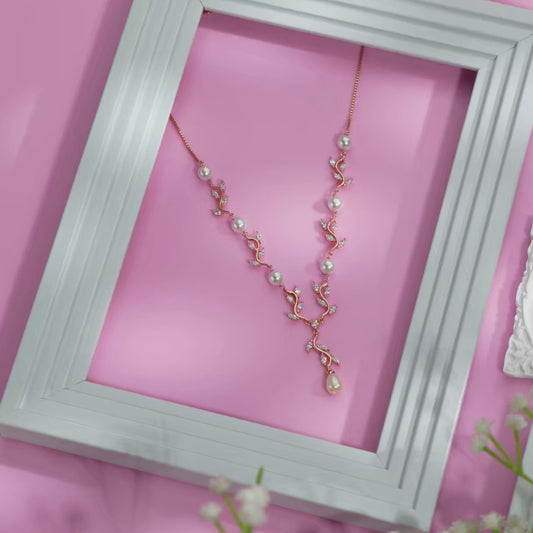 Dazzling Rose Gold-Plated CZ 925 Sterling Silver Pendant Necklace