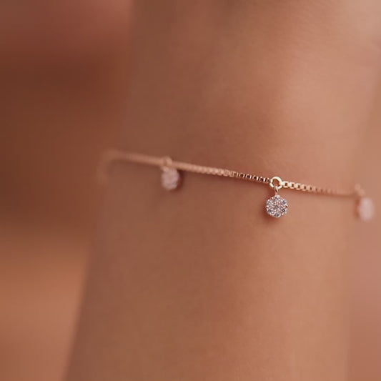 Radiant Rose 925 Sterling Silver Rose Gold-Plated Bracelet with Cubic Zirconia