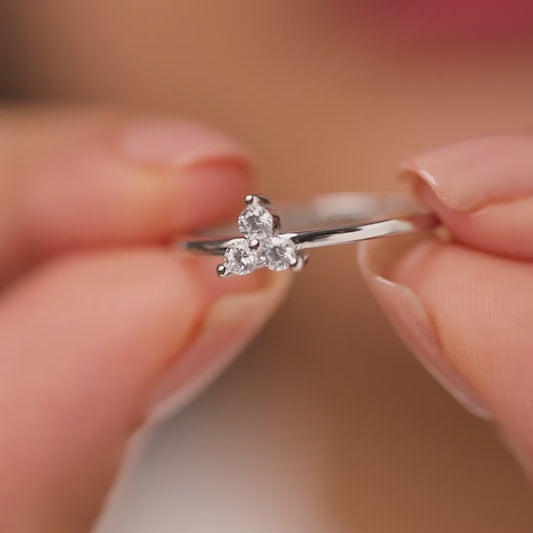 Three Wishes Silver Rhodium Plated Ring (Adjustable)