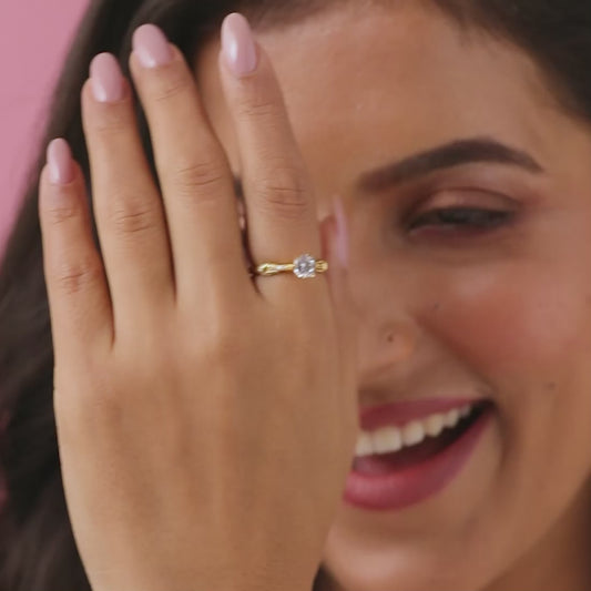 Gilded Allure Adjustable Gold Plated 925 Sterling Silver Ring (Adjustable)