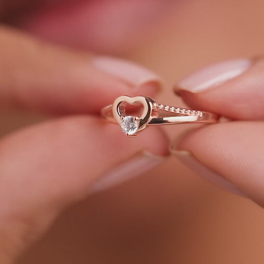 Beloved Rose Gold Plated 925 Sterling Silver Ring (Adjustable)