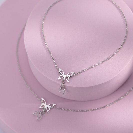 Butterfly Whisper Silver Anklet