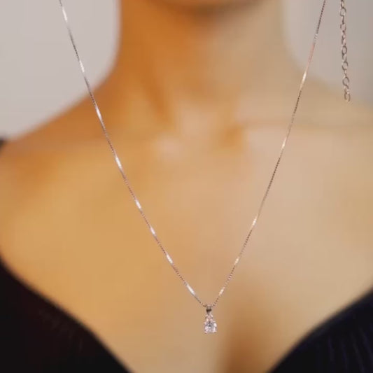 Minimal Solitaire Rhodium Plated 925 Sterling Silver Jewellery Set