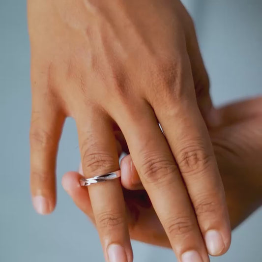 Minimalistic CZ Rhodium Plated 925 Sterling Silver Ring For Him (Adjustable)