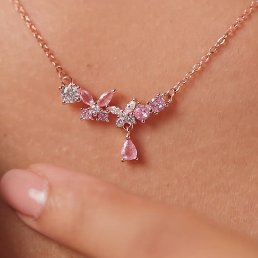 Springtime Bloom Silver Rose Gold Plated Necklace