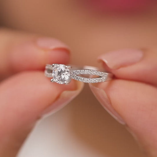 Promise of Forever Solitaire Rhodium Plated Ring (Adjustable)