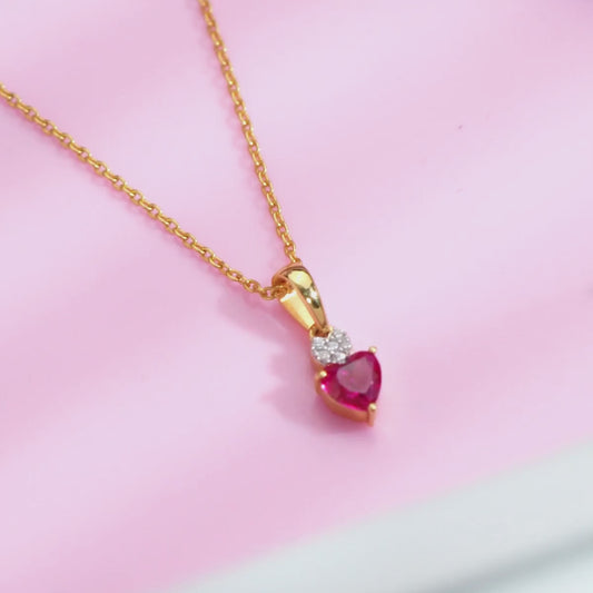 Ruby Heart Gold Plated 925 Sterling Silver Necklace