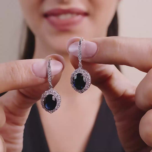 Sapphire Cascade Rhodium Plated 925 Silver Drop Earrings