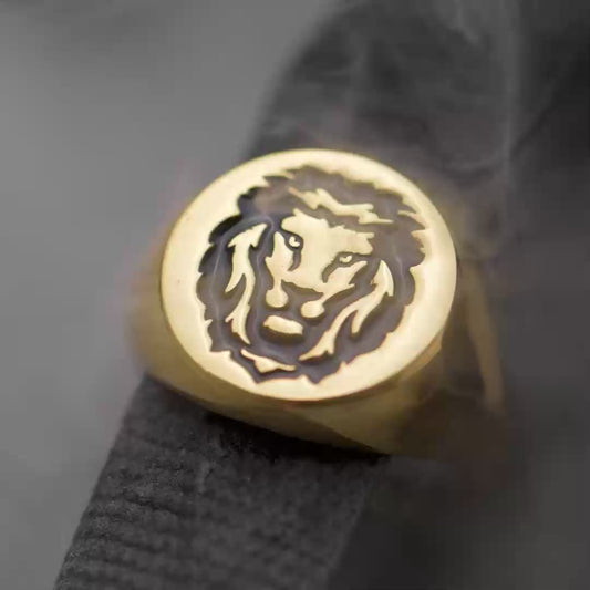 Regal Lion Gold Plated 925 Silver Men’s Adjustable Ring
