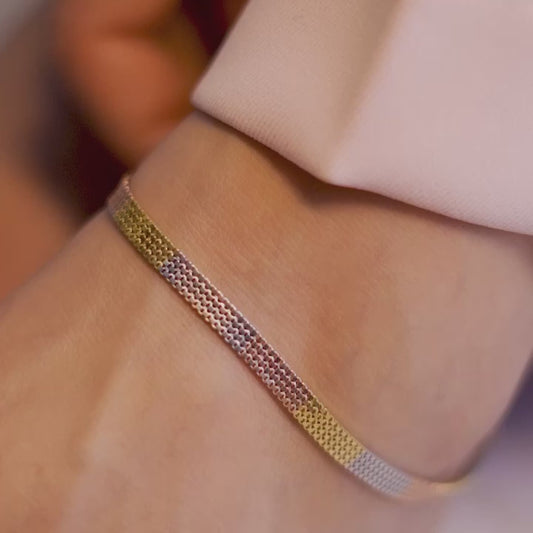 Multi Toned 925 Sterling Silver Anklet