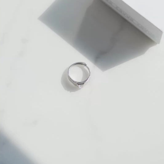 Solitaire 925 Sterling Silver Ring for Him (Adjustable)