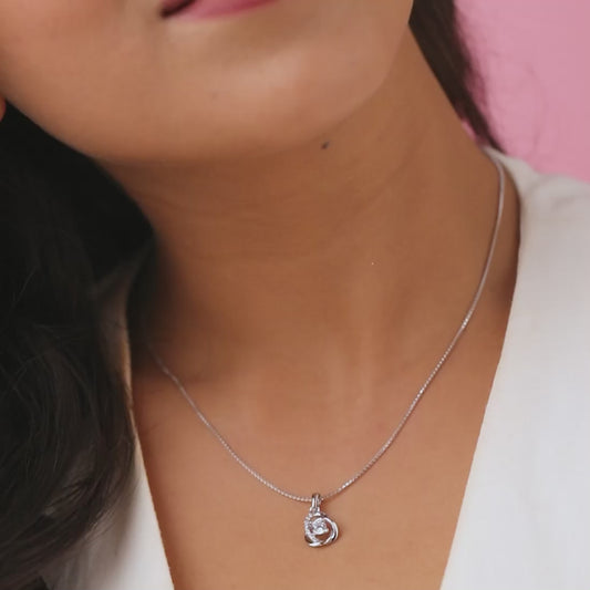 Radiant Reflections 925 Sterling Silver Rhodium Plated Pendant with Chain