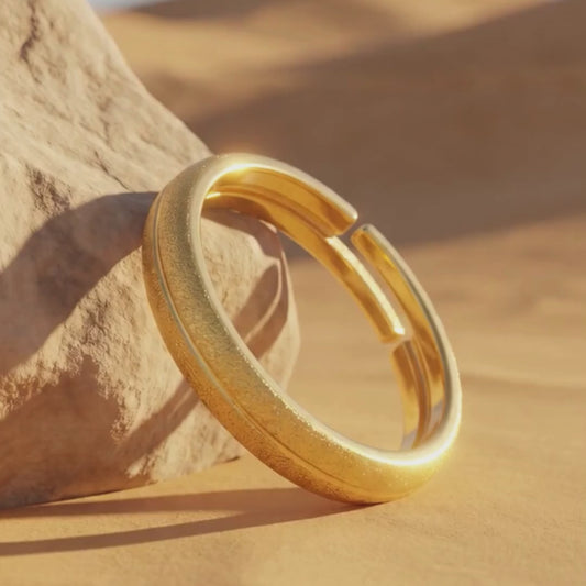 Textured Band Gold Plated 925 Sterling Silver Men's Ring