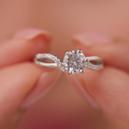 Crowned in Love Solitaire Rhodium Plated Ring (Adjustable)