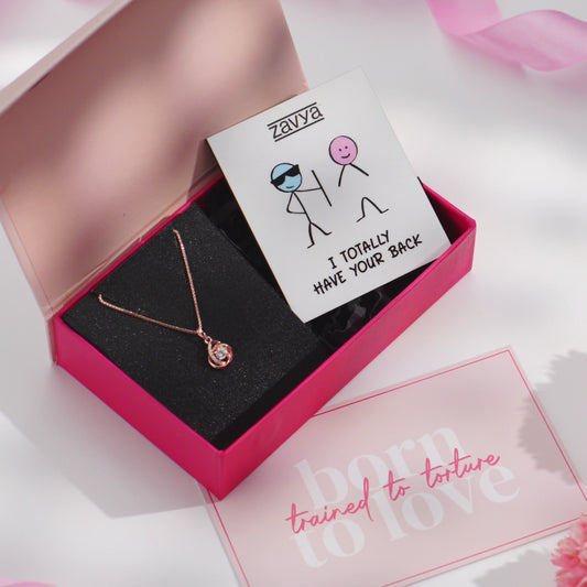 Universal Embrace Rose Gold 925 Silver Necklace with Chain Gift Hamper