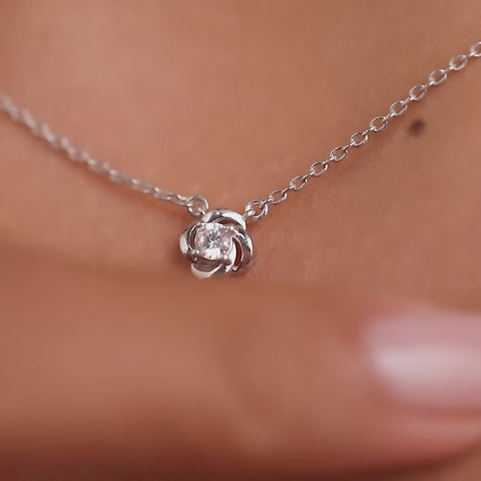 Minimalist Rose Rhodium Plated 925 Sterling Silver Necklace