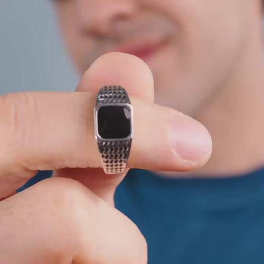 Classy Rhodium Plated 925 Sterling Silver Ring for Him (Adjustable)