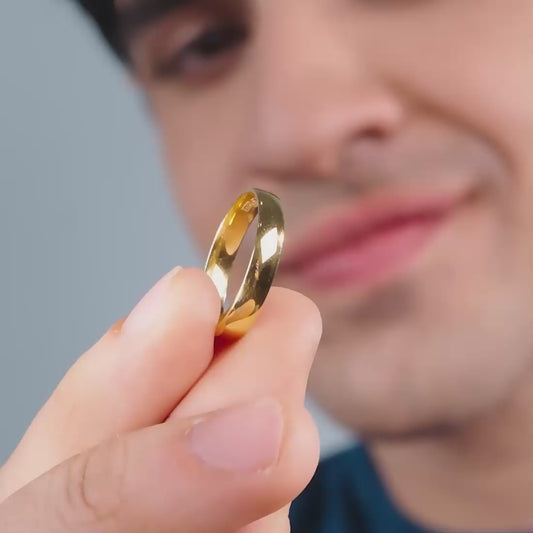 Minimal Gold Plated 925 Sterling Silver Men's Ring (One-Size)