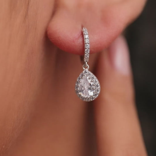 Crystal Clarity Rhodium Plated 925 Sterling Silver Earrings