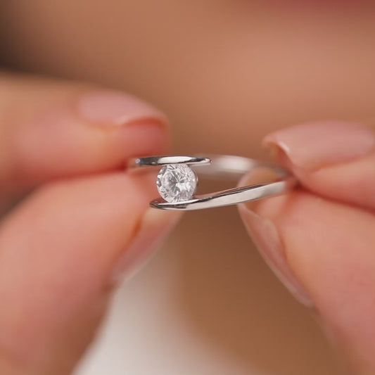The One I Choose Solitaire Rhodium Plated Ring (Adjustable)