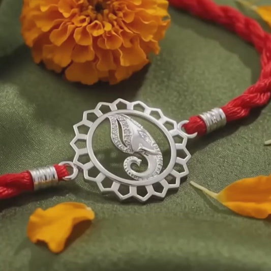 Auspicious Ganesha Mandala Silver Rakhi (Zavya Signature)