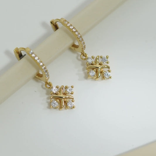 Golden Flowerfall Silver Hoop Gold Plated Earrings