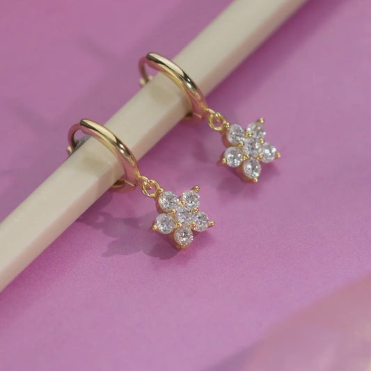A Falling Star Silver Hoop Gold Plated Earrings