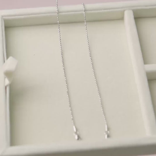 Minimal Tiny Beads Rhodium Plated 925 Sterling Silver Anklet