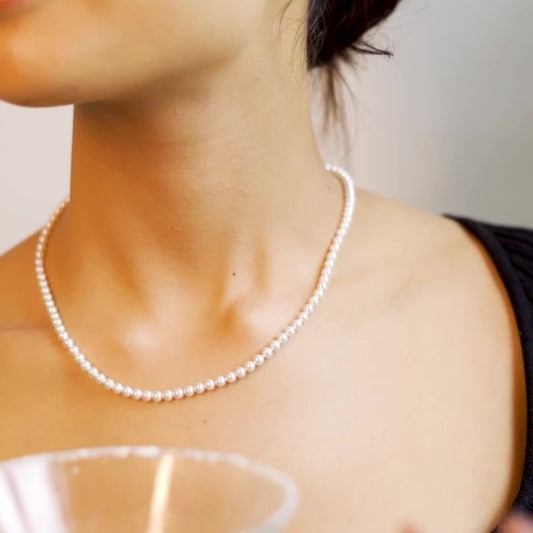 Pearl Rhodium Plated 925 Sterling Silver Necklace