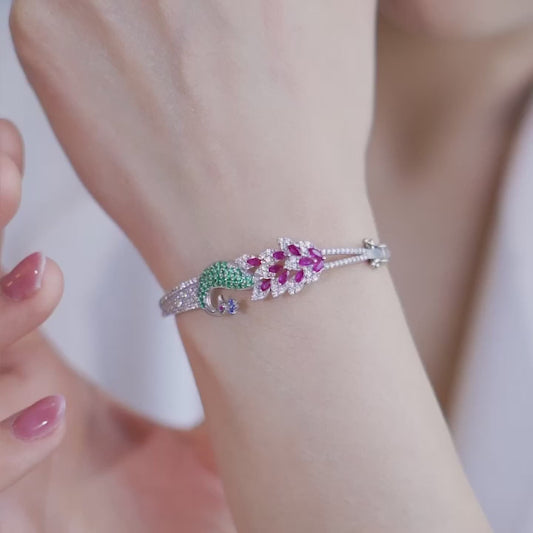 Peacock 925 Sterling Silver Bracelet Gift Hamper