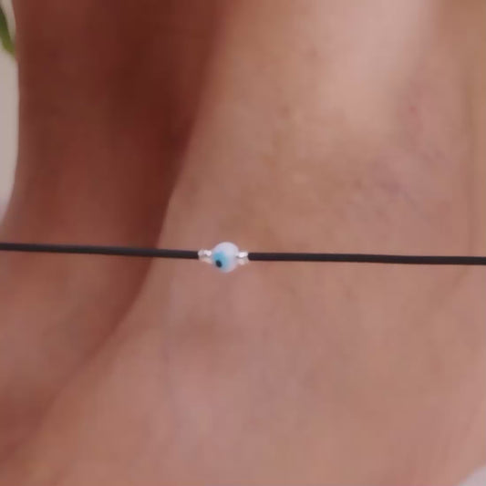 Ward Off Negativity 925 Sterling Silver Evil Eye Anklet