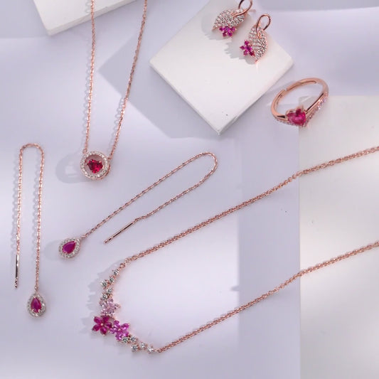 Sparkling Leaf Rose Gold Plated 925 Sterling Silver Earrings