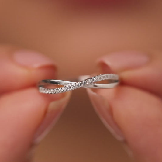 Zavya Eternal Bloom x Infinite Sparkle Rhodium Plated Ring (Adjustable)