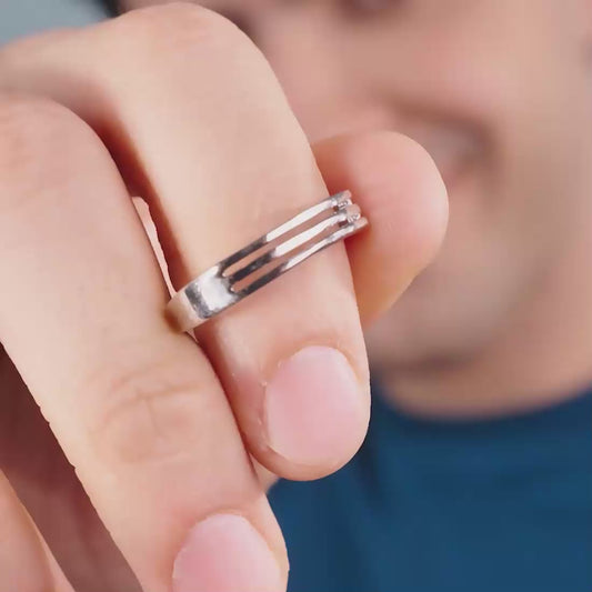 3 Lines 925 Sterling Silver Unisex Ring (Adjustable)