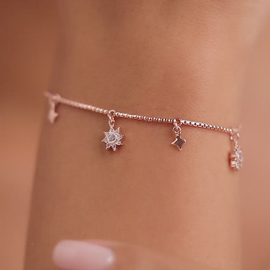 Starry Night 925 Sterling Silver Rose gold Plated Bracelet