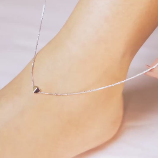 Delicate Heart 925 Sterling Silver Anklets