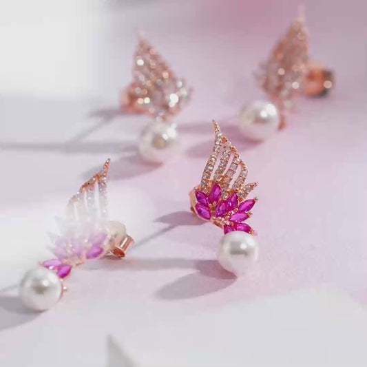 Floral Dewdrop Rose Gold Plated 925 Sterling Silver Earrings