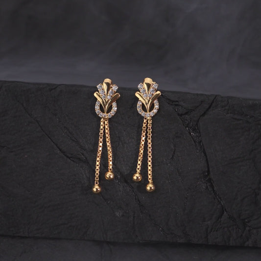 Chic Glitter Gold-Plated 925 Sterling Silver Drop Earrings