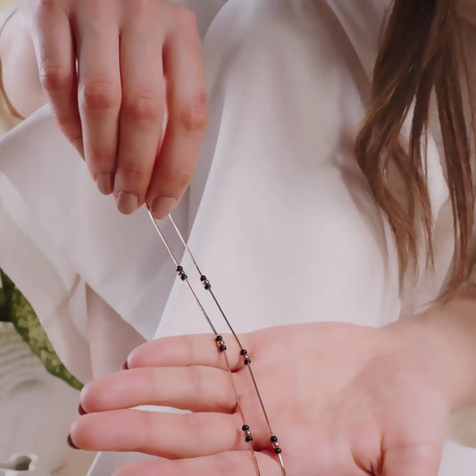 Delicate Bead Silver Anklet