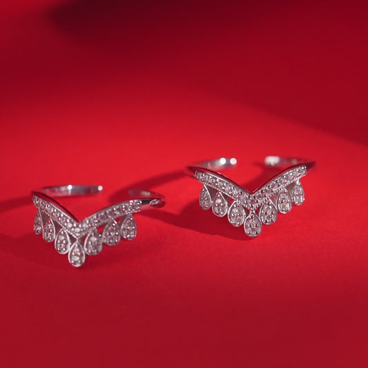 Crown Silver Adjustable 925 Silver Toe Ring