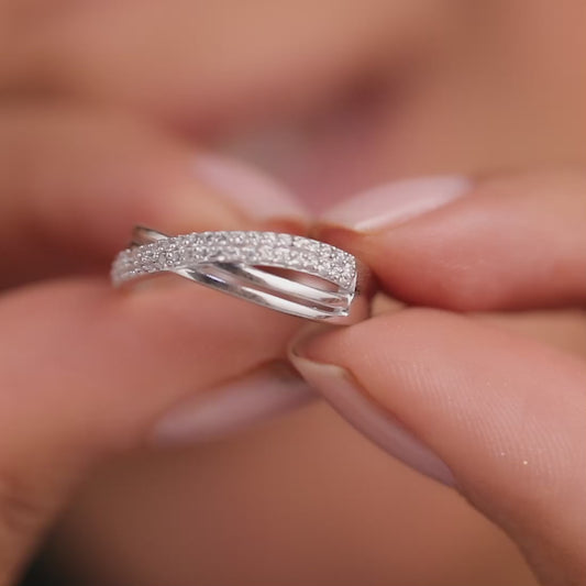 Divine Cross Rhodium Plated 925 Sterling Silver Women's Ring