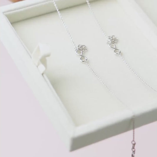 Infinity and Paw 925 Sterling Silver Anklets