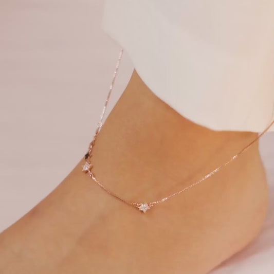 Enchanting Star Rose Gold Plated 925 Sterling Silver Anklets