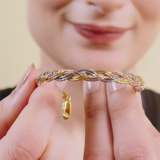 Tri-Tone Tapestry 925 Sterling Silver Weave Bracelet