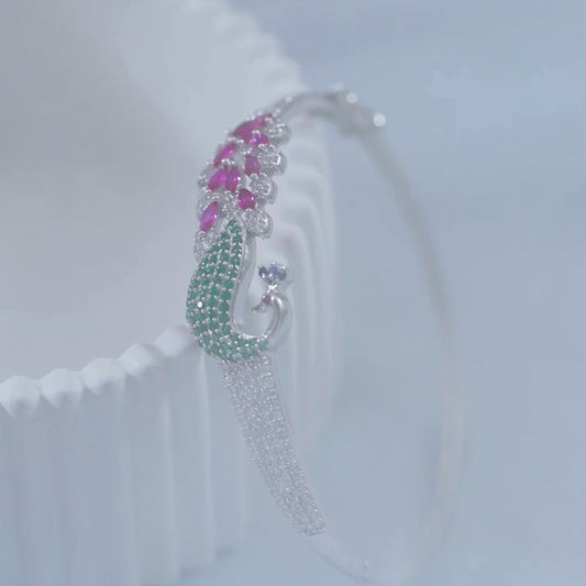 Eternal Love- Peacock CZ 925 Sterling Silver Bracelet