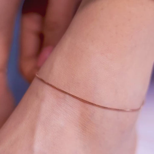 Enchanting Rose Gold Plated 925 Sterling Silver Box Chain Anklet