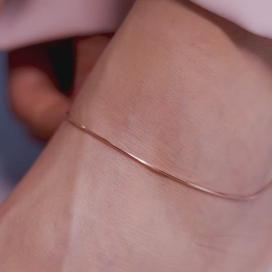 Sleek Minimal Rose Gold Plated 925 Silver Snake Chain Anklet