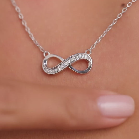 Infinity Rhodium Plated 925 Sterling Silver Necklace