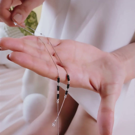 Triple Beaded Rhodium Plated 925 Sterling Silver Anklet