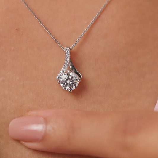 Her Defining Spark Solitaire
 Rhodium Plated Necklace